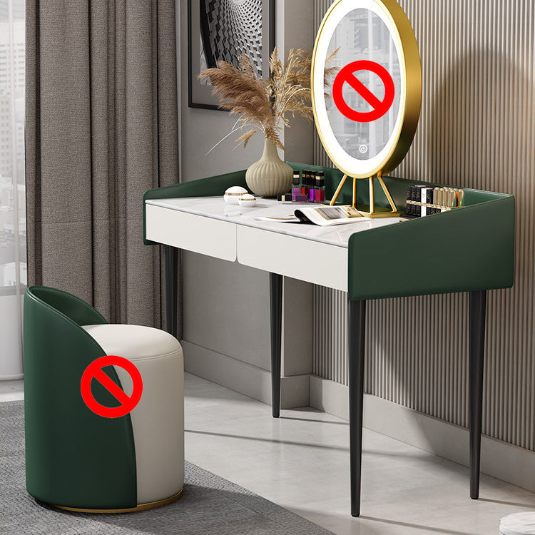 29.52 " Height 2-Drawer Makeup Table Modern Slate Top Vanity Stool