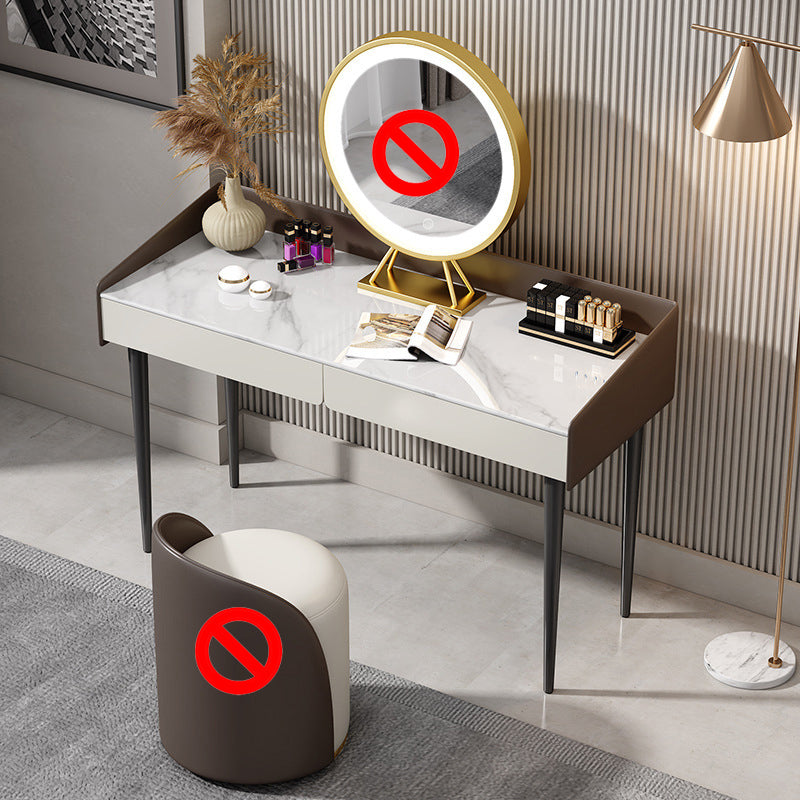 29.52 " Height 2-Drawer Makeup Table Modern Slate Top Vanity Stool