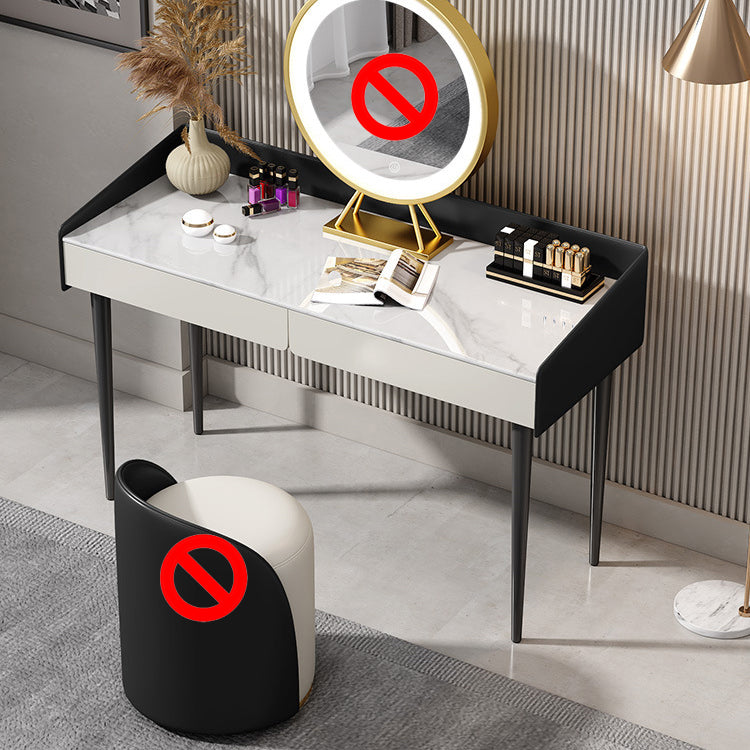 29.52 " Height 2-Drawer Makeup Table Modern Slate Top Vanity Stool