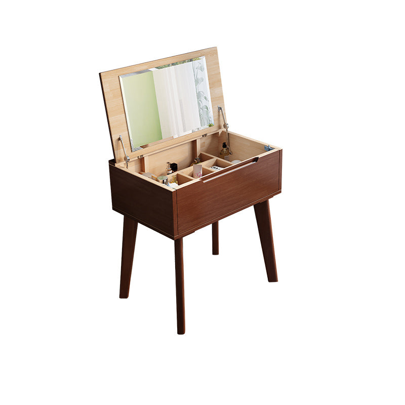 Scandinavian 29.52" Height Solid Wood Table Makeup Vanity with Mirror