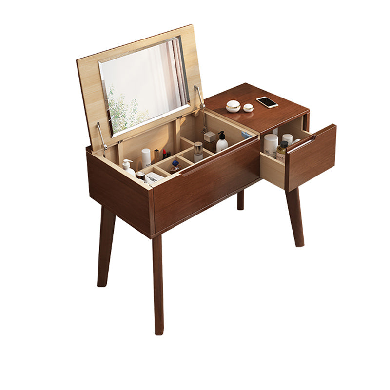 Scandinavian 29.52" Height Solid Wood Table Makeup Vanity with Mirror