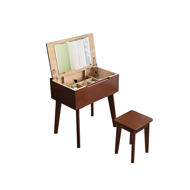 Scandinavian 29.52" Height Solid Wood Table Makeup Vanity with Mirror