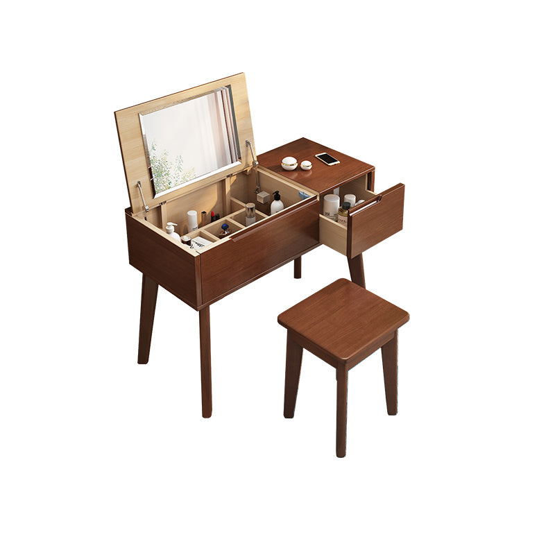 Scandinavian 29.52" Height Solid Wood Table Makeup Vanity with Mirror