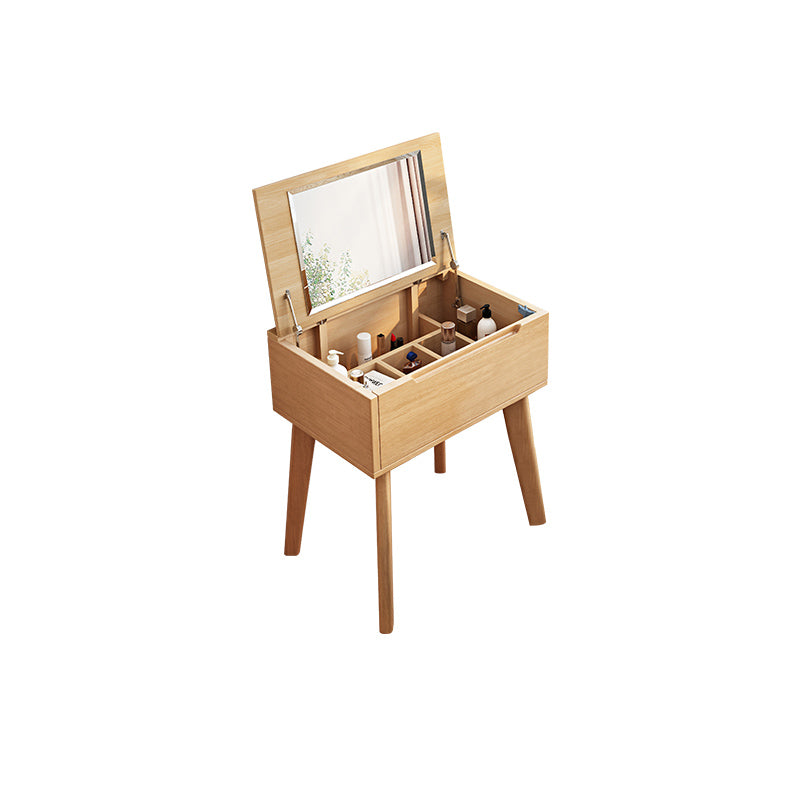Scandinavian 29.52" Height Solid Wood Table Makeup Vanity with Mirror