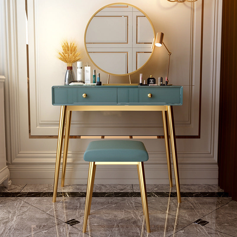 Glam 29.5" Height Wooden Makeup Vanity with Drawers and Mirror