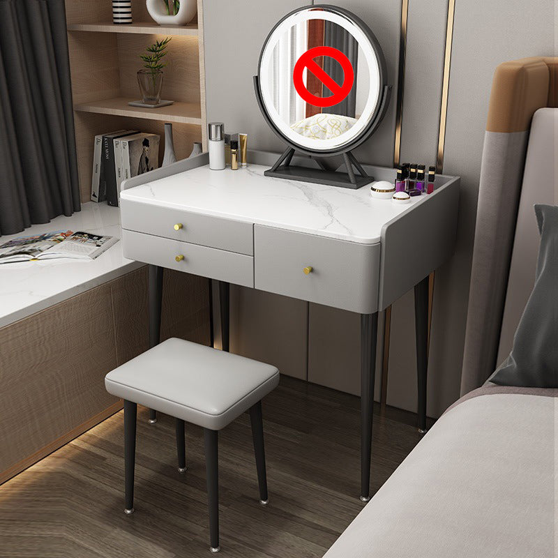Glam 31.49 " Height Slate Table Top Makeup Vanity Stool with 3 Drawers