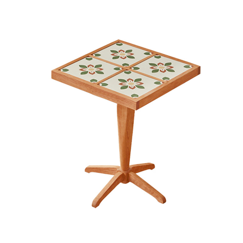 Modern Solid Wood End Table Pedestal Corner Table for Living Room
