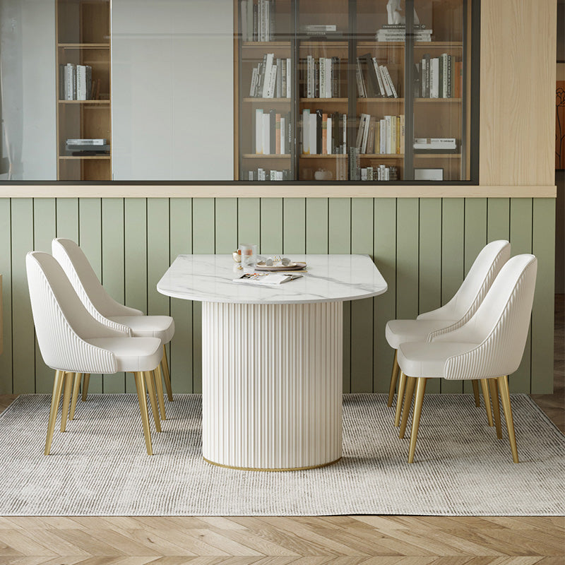 White Base Dining Table Modern Stone Dinette Table for Dining Room