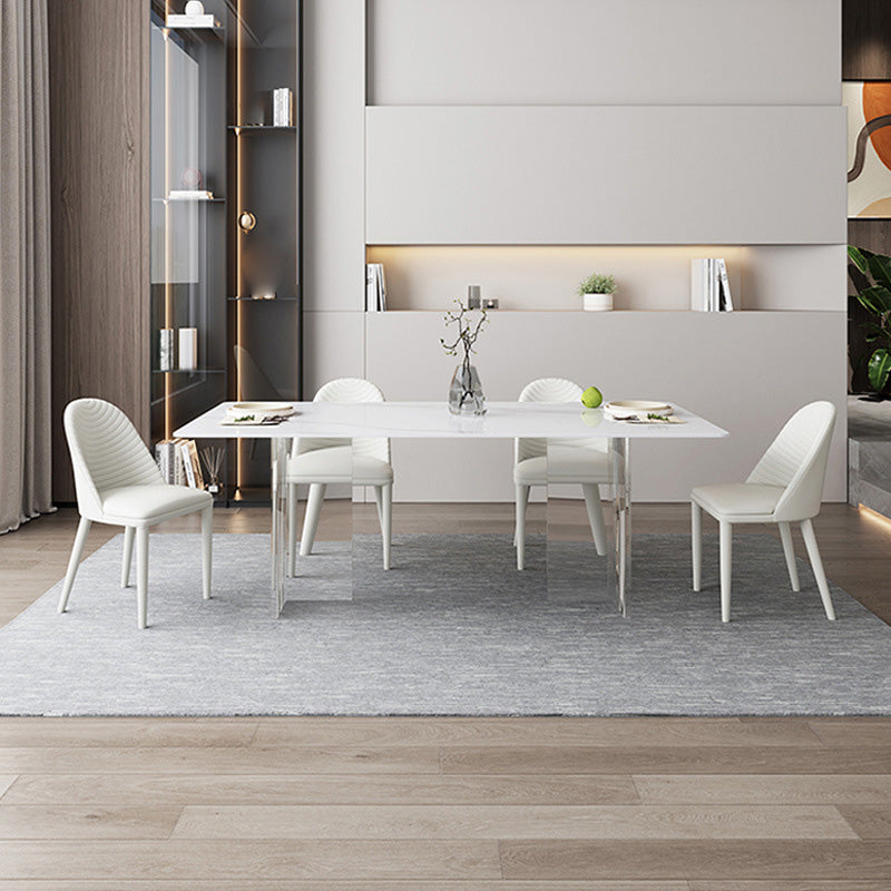 Medieval Modern Stone Dining Table Double Pedestal Rectangle Table for Dining Room