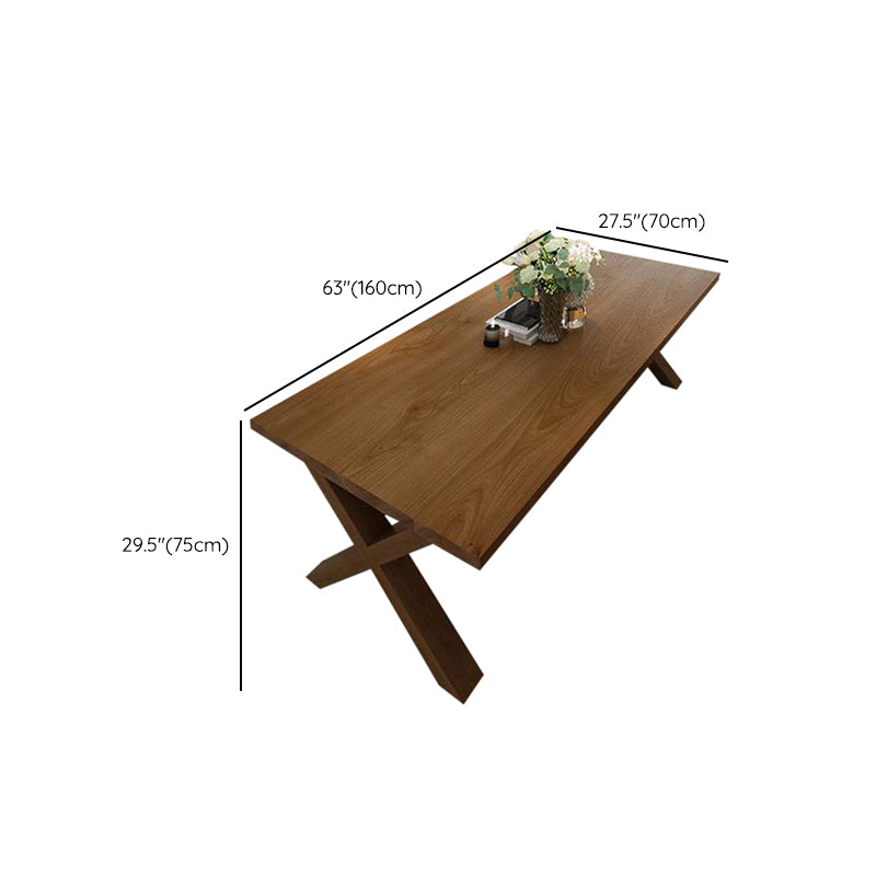 Industrial Style Wood Dining Table Rectangle Dining Table with Wooden Legs