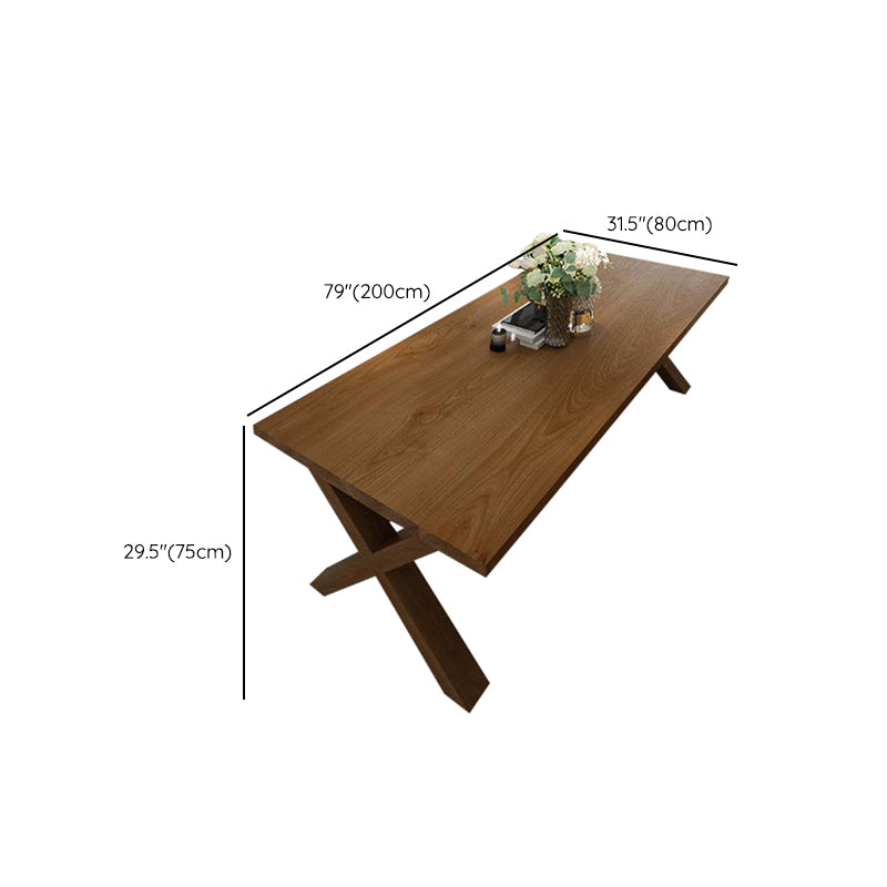 Industrial Style Wood Dining Table Rectangle Dining Table with Wooden Legs