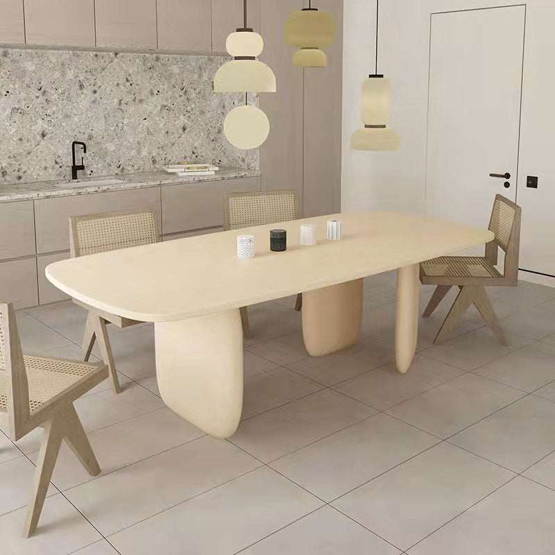 Modern Style Dining Wood Table Dining Rectangle Table with Wooden Legs