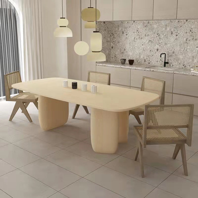 Modern Style Dining Wood Table Dining Rectangle Table with Wooden Legs