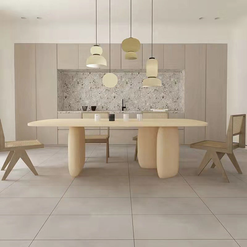 Modern Style Dining Wood Table Dining Rectangle Table with Wooden Legs