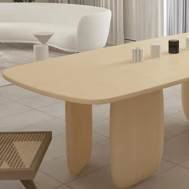 Modern Style Dining Wood Table Dining Rectangle Table with Wooden Legs