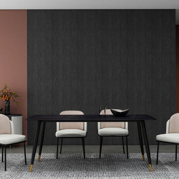 Modern Stone Rectangle Dining Table 4 Black Legs Table for Dining Room