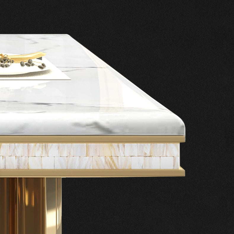 Glam Faux Marble Dining Table Dining Rectangle Table with Metal Legs for Home