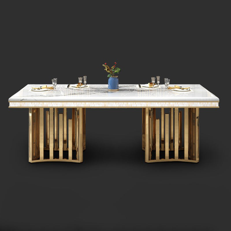 Glam Faux Marble Dining Table Dining Rectangle Table with Metal Legs for Home