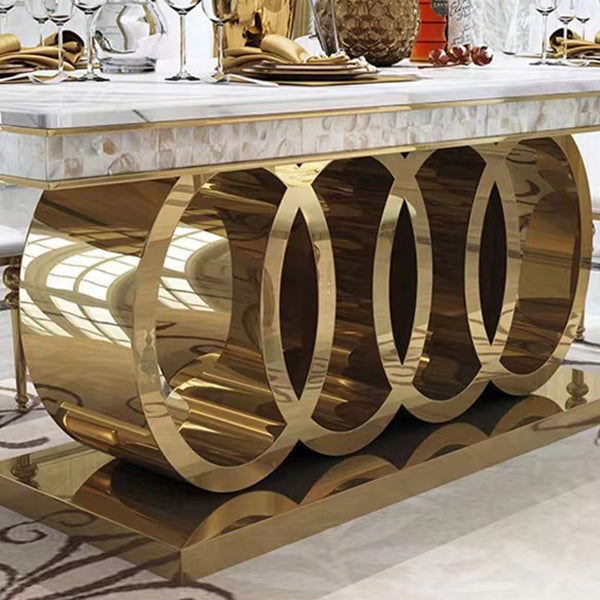 Glam Style Dining Faux Marble Table Dining Rectangle Table for Home