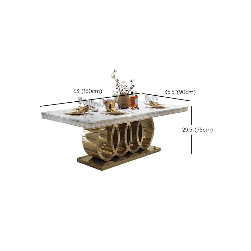 Glam Style Dining Faux Marble Table Dining Rectangle Table for Home