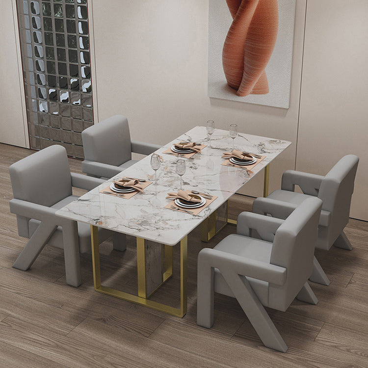 Glam Style Stone Dining Table 4 Legs Dining Table for Dining Room
