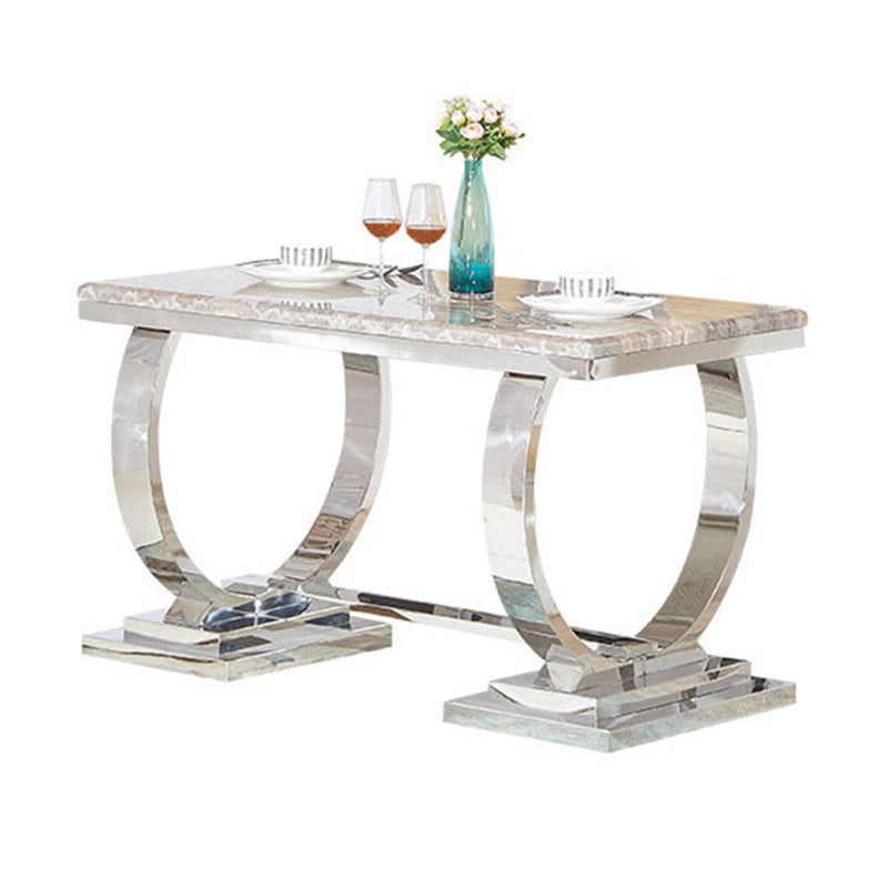 Glam Dining Faux Marble Table Dining Rectangle Table with Metal Base for Home Use
