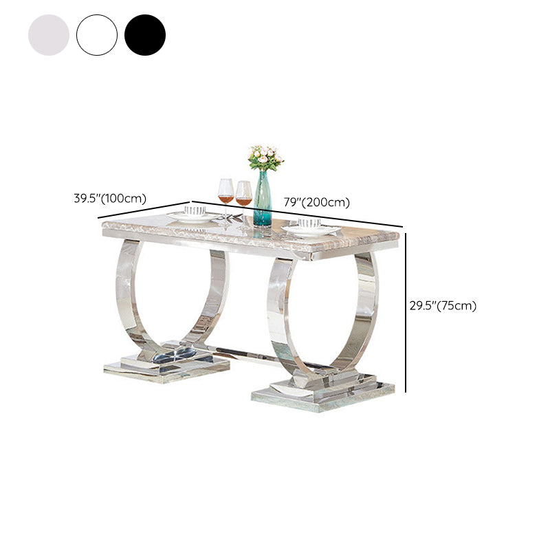 Glam Dining Faux Marble Table Dining Rectangle Table with Metal Base for Home Use