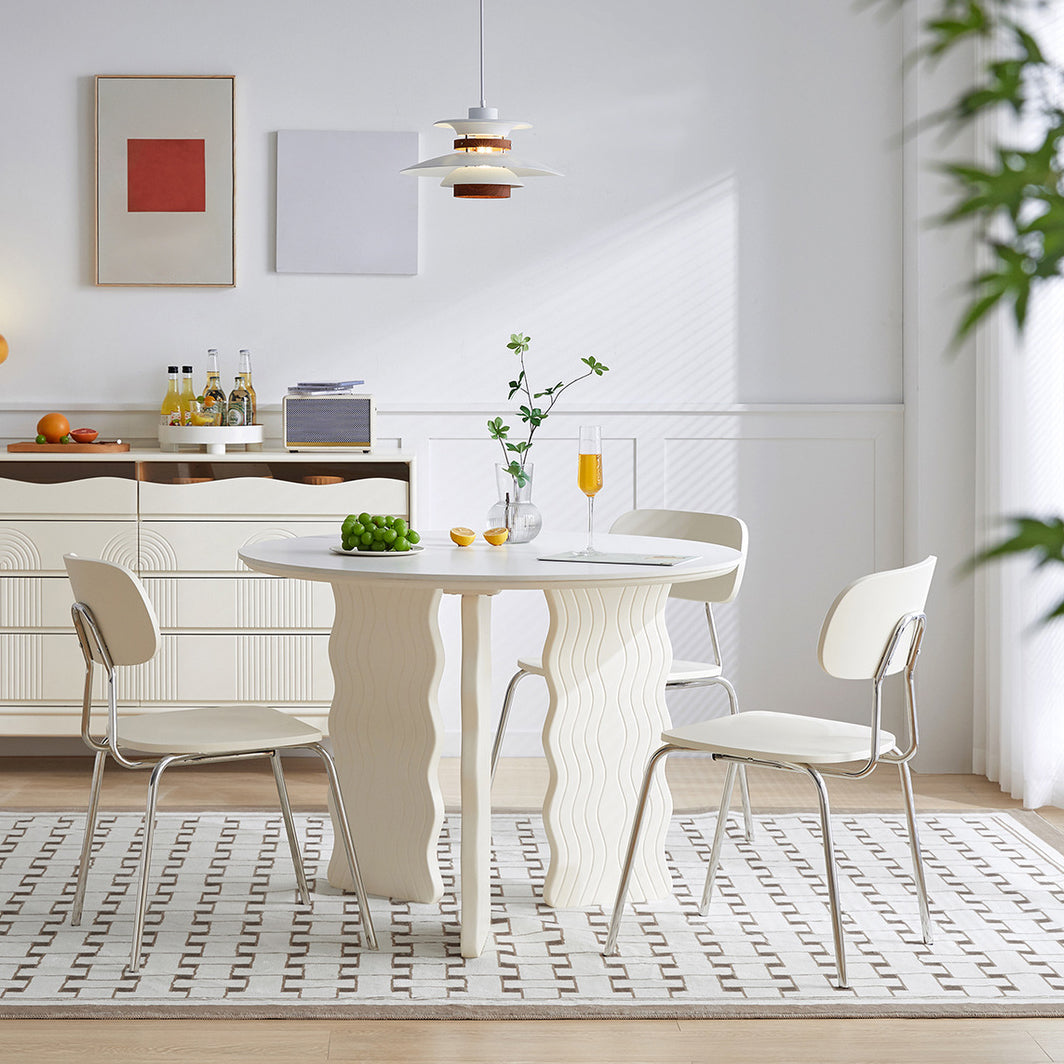 Modern Round Dining Table 3 White Legs Table for Dining Room