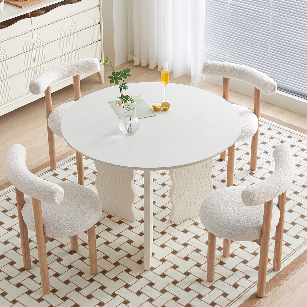 Modern Round Dining Table 3 White Legs Table for Dining Room