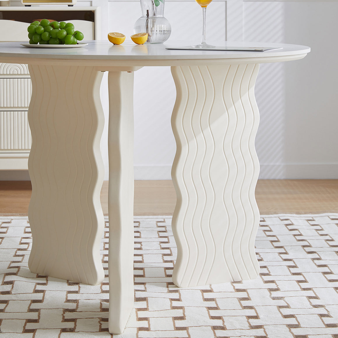 Modern Round Dining Table 3 White Legs Table for Dining Room