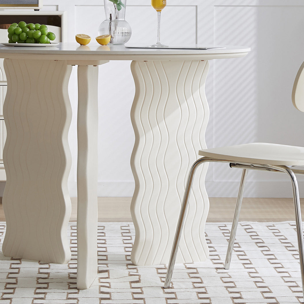 Modern Round Dining Table 3 White Legs Table for Dining Room