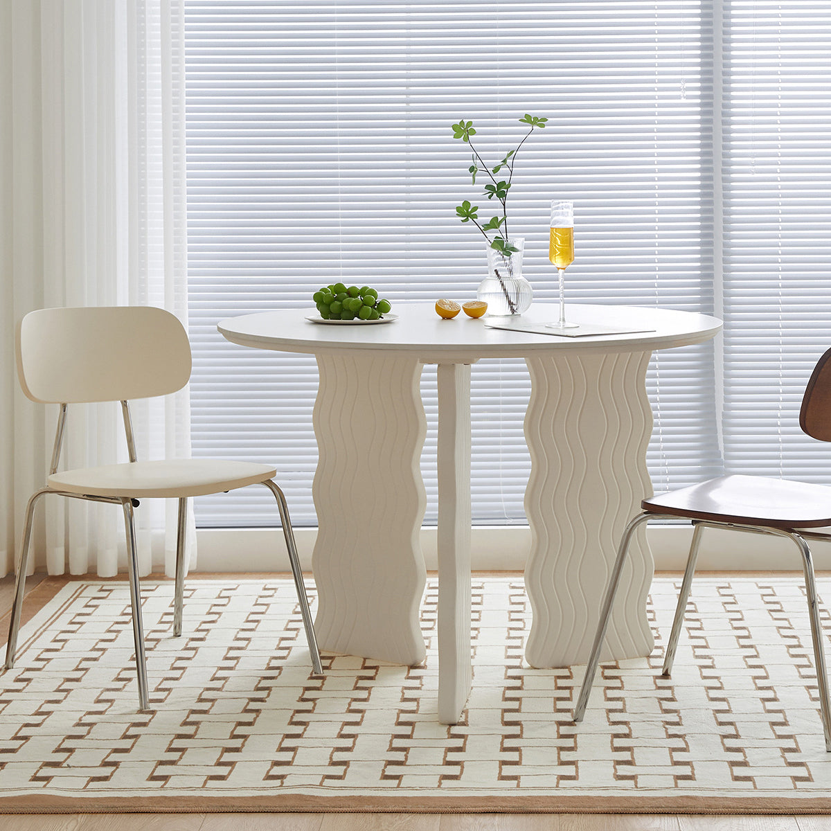 Modern Round Dining Table 3 White Legs Table for Dining Room