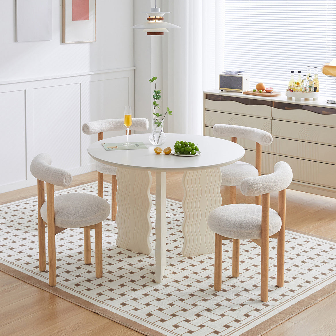 Modern Round Dining Table 3 White Legs Table for Dining Room