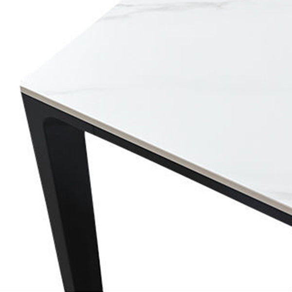 Industrial Style Rectangle Dining Table Sintered Stone Table with Metal Legs for Kitchen