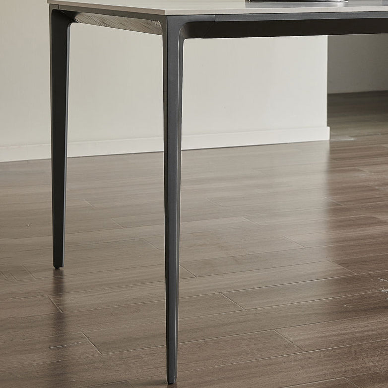 Industrial Style Rectangle Dining Table Sintered Stone Table with Metal Legs for Kitchen