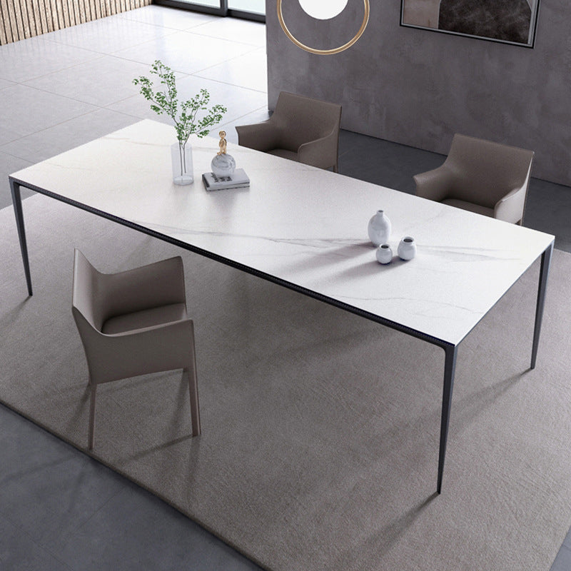 Mid-Century Dining Room Table Rectangle Stone Dinette Table for Home