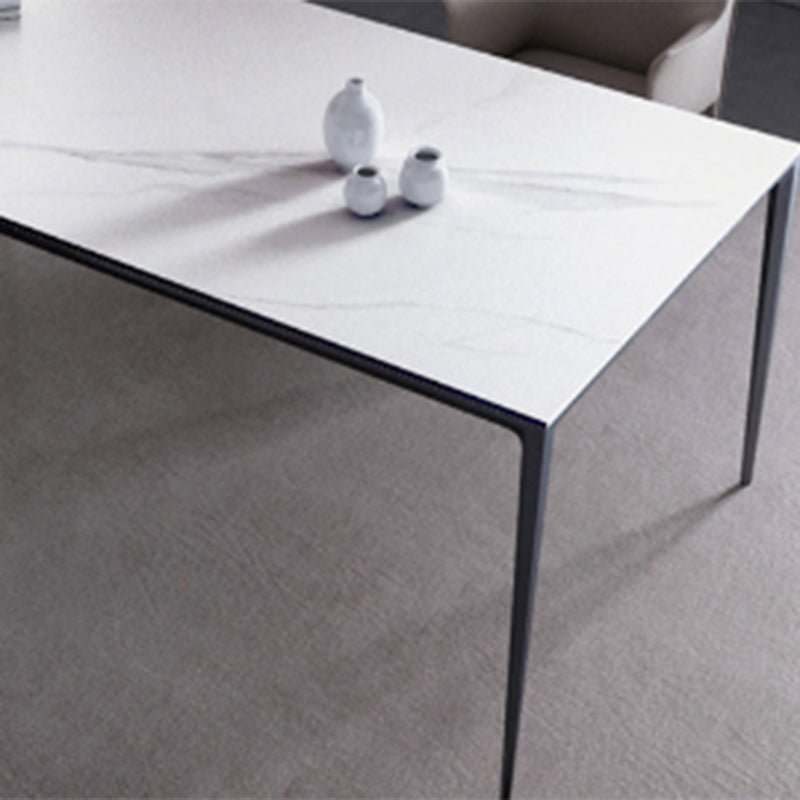 Mid-Century Dining Room Table Rectangle Stone Dinette Table for Home