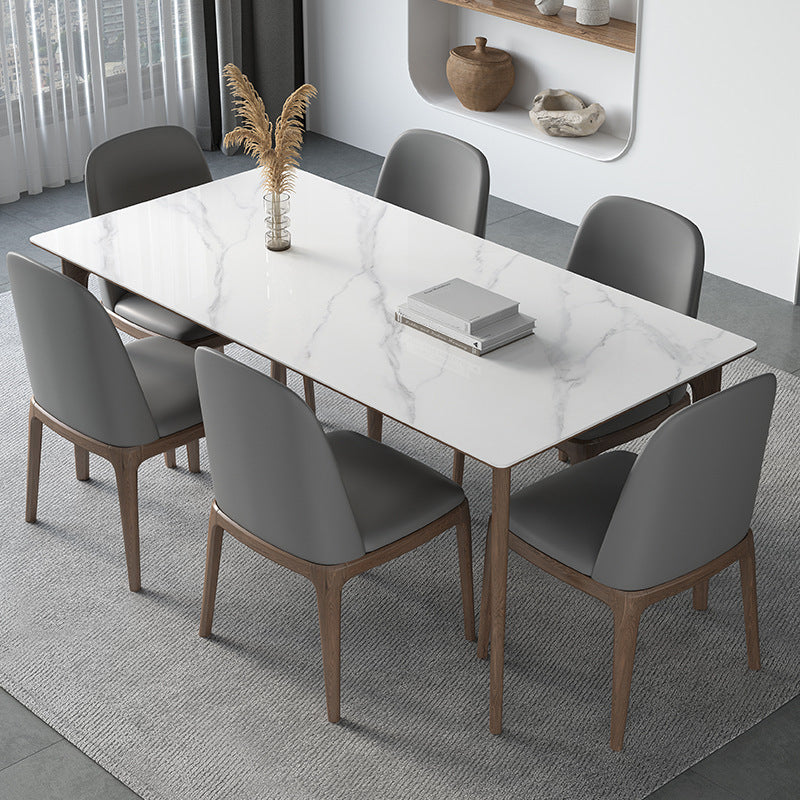 Mid-Century Dining Room Table Rectangle Stone Dinette Table for Dining Room