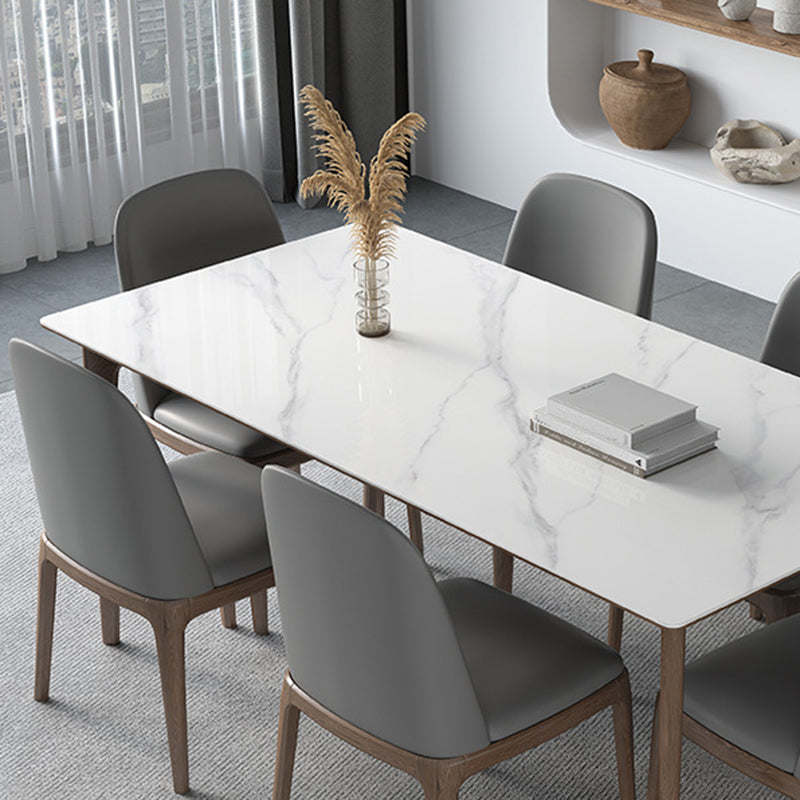 Mid-Century Dining Room Table Rectangle Stone Dinette Table for Dining Room