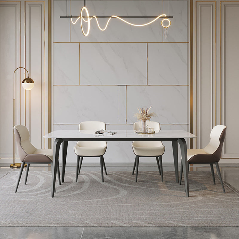 Mid-Century Dining Room Table Rectangle Stone Dinette Table for Kitchen
