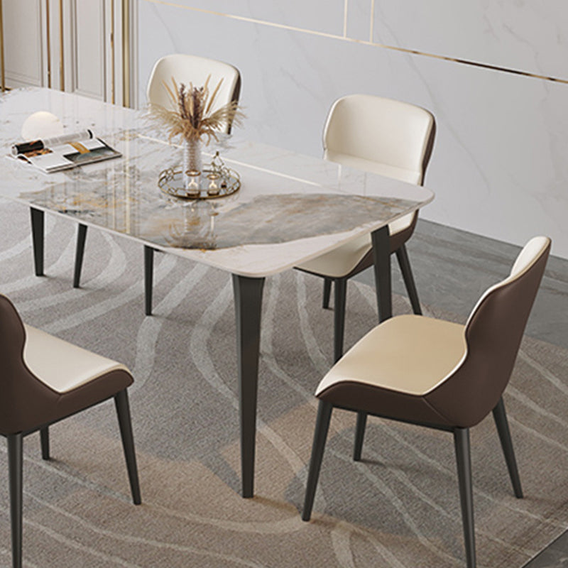 Mid-Century Dining Room Table Rectangle Stone Dinette Table for Kitchen