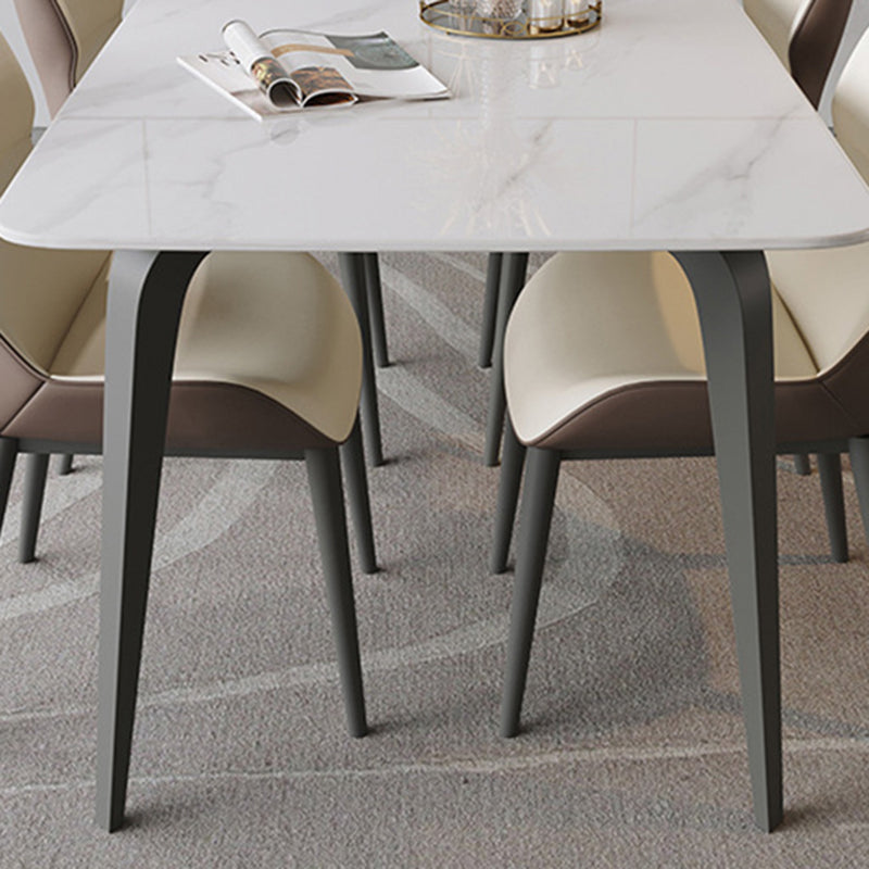 Mid-Century Dining Room Table Rectangle Stone Dinette Table for Kitchen