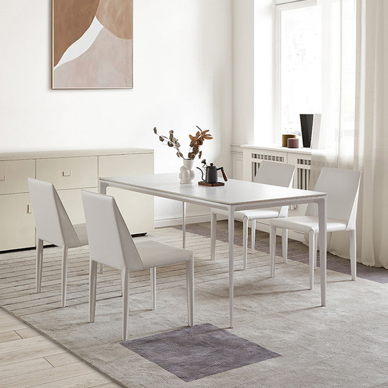 White Stone Dinette Table Set with Metal Frame 1/2/5 Pieces Modern Dining Set
