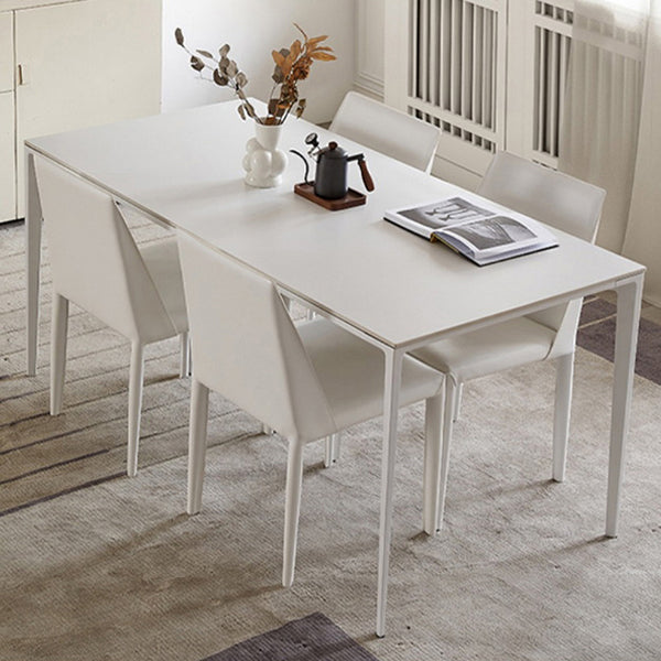 White Stone Dinette Table Set with Metal Frame 1/2/5 Pieces Modern Dining Set