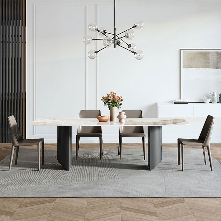 White Stone Dining Table Set 1/2/5/7 Pieces Glam Dinette Set for Kitchen