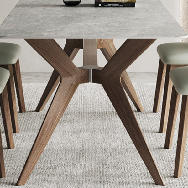 Contemporary Style 1/2/5 Pieces Dining Chairs Set Rectangle Stone Furniture in Gray