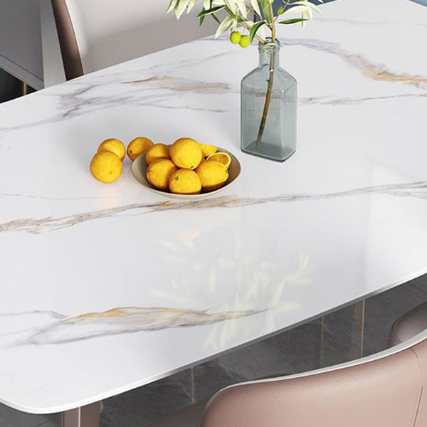 Contemporary Style 1/2/5/7 Pieces Dining Chairs Set Stone Rectangle Furniture in White