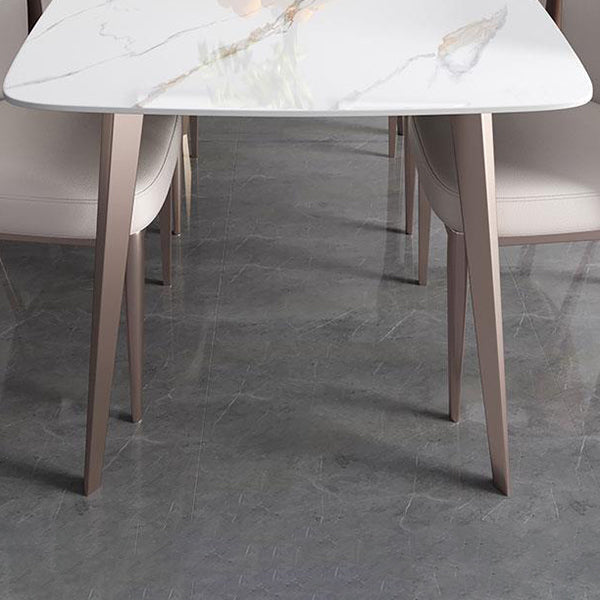 Contemporary Style 1/2/5/7 Pieces Dining Chairs Set Stone Rectangle Furniture in White