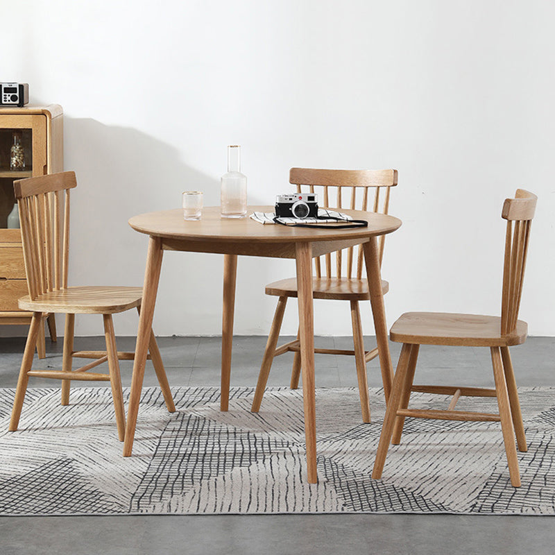 Modern Oak Wood Dining Set 1/2/3/5 Pieces Brown Dinette Set with Chairs