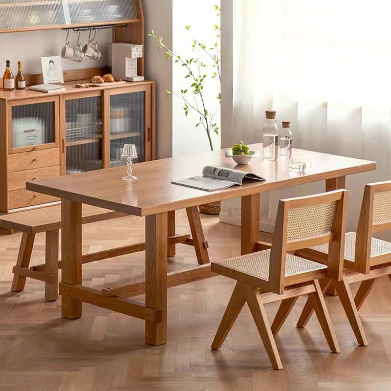 1/2/4/6 Pcs Solid Wood Dining Room Set Modern Style Dining Set with Rectangle Table